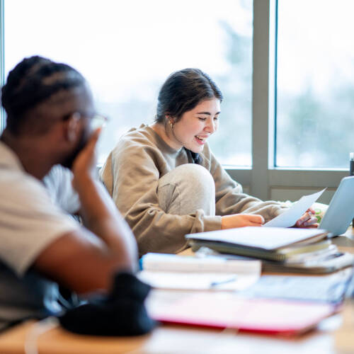 Two individuals at computers